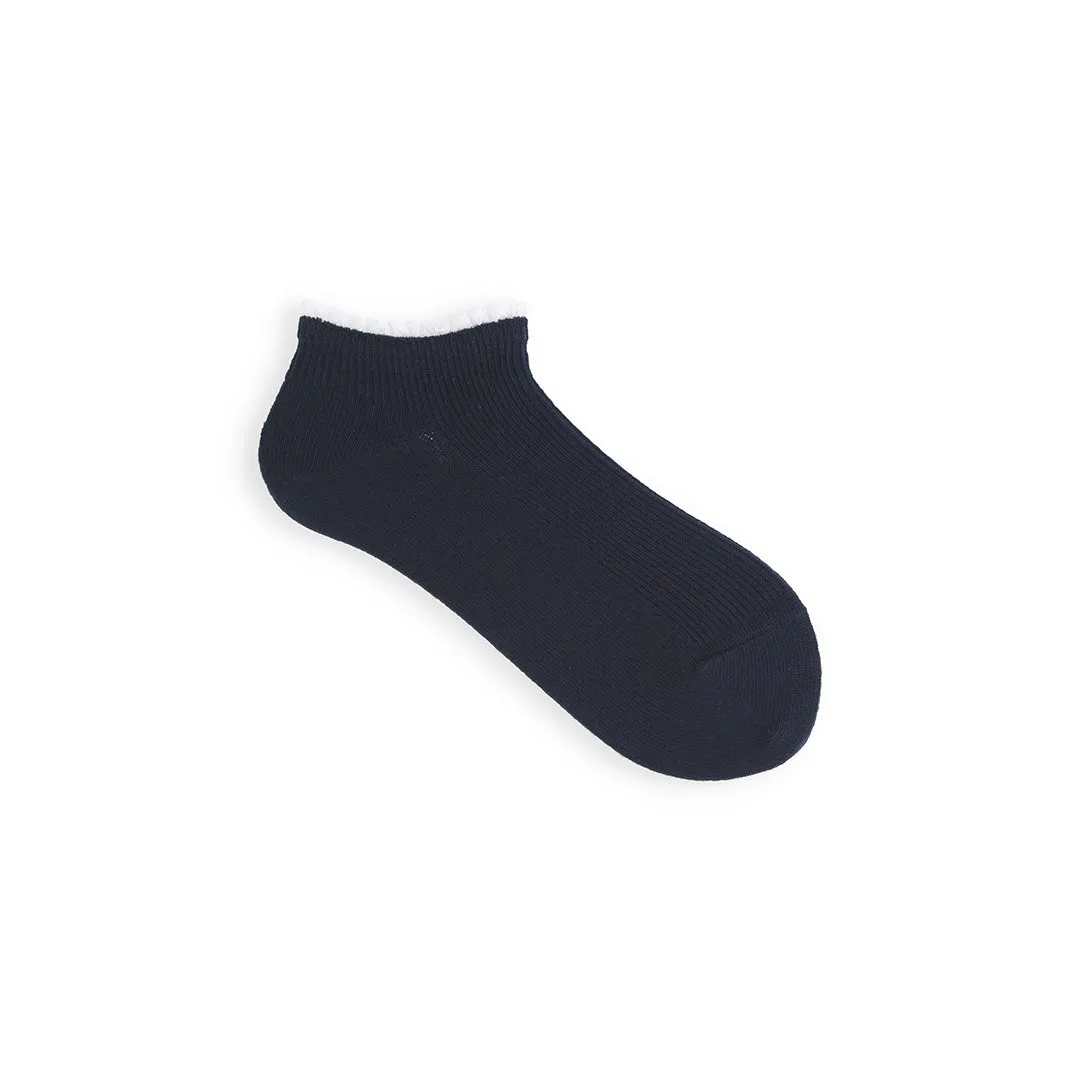 011120134 White Frill Rib Trainer Socks