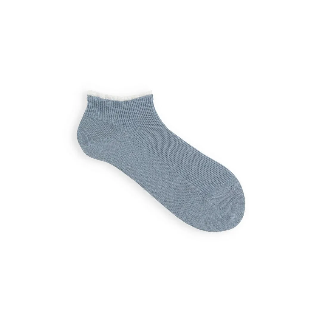011120134 White Frill Rib Trainer Socks