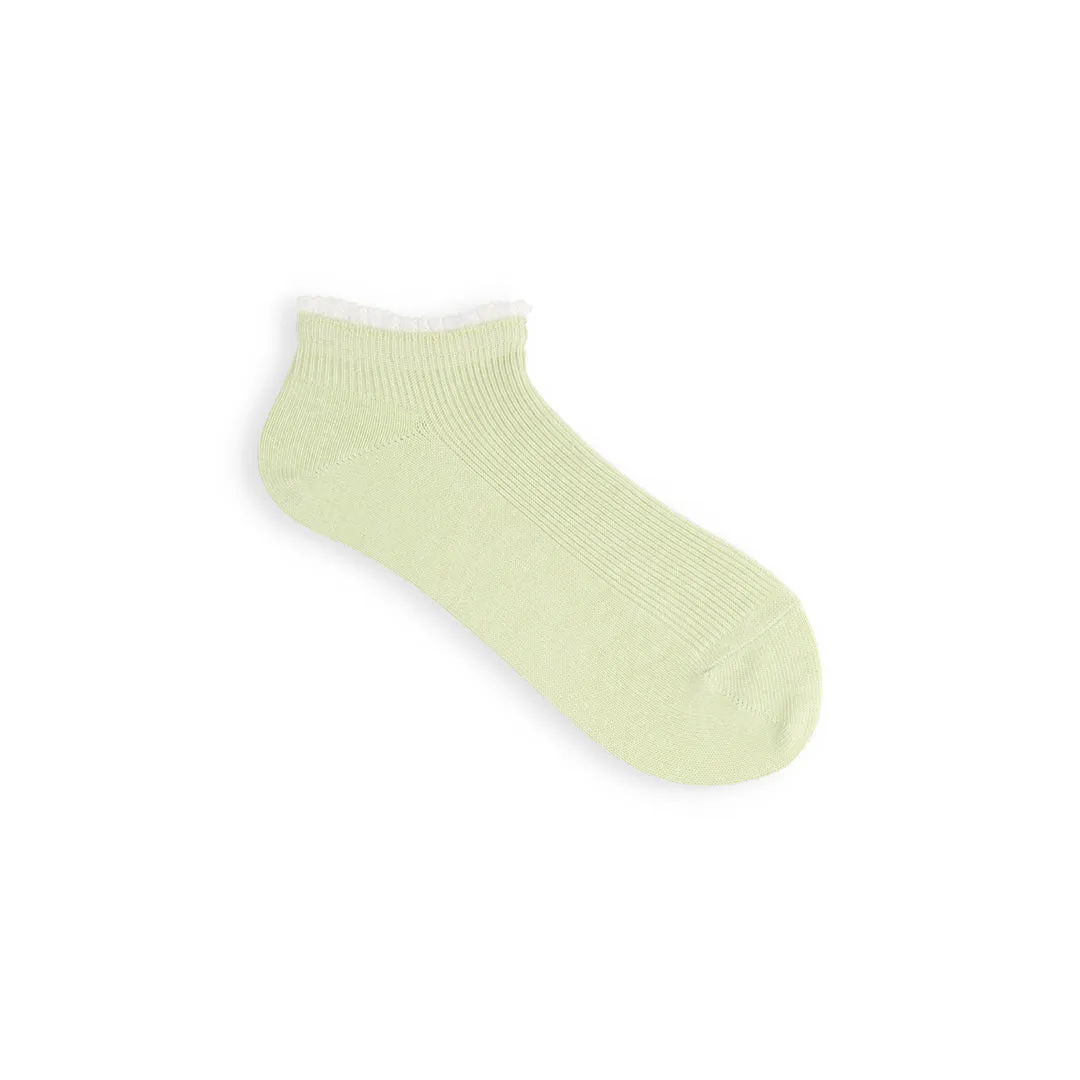 011120134 White Frill Rib Trainer Socks