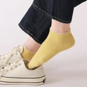 011120134 White Frill Rib Trainer Socks