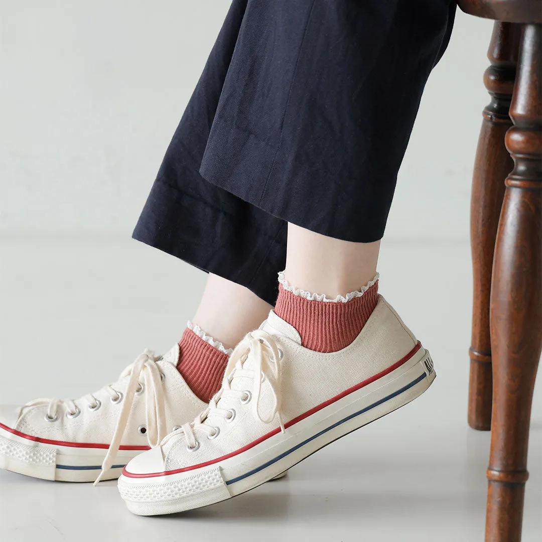 011120134 White Frill Rib Trainer Socks
