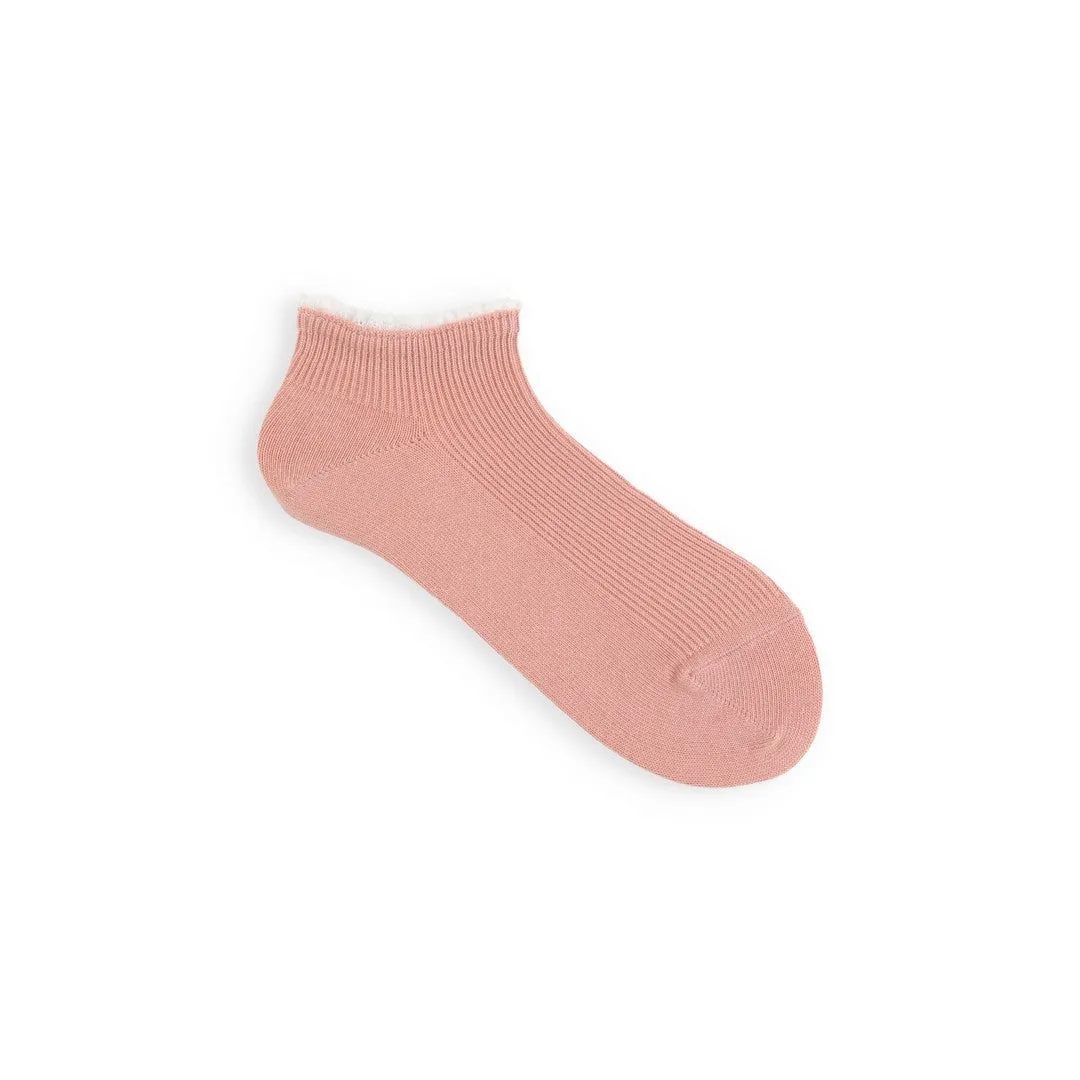 011120134 White Frill Rib Trainer Socks