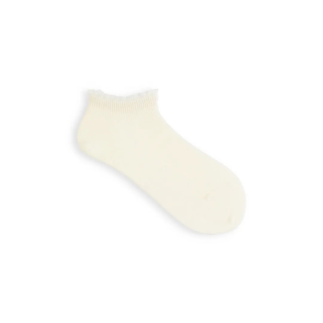 011120134 White Frill Rib Trainer Socks