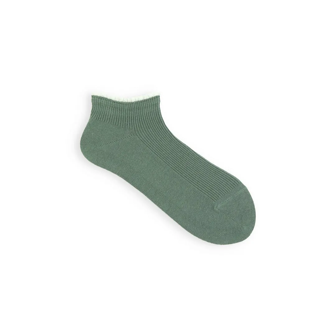 011120134 White Frill Rib Trainer Socks