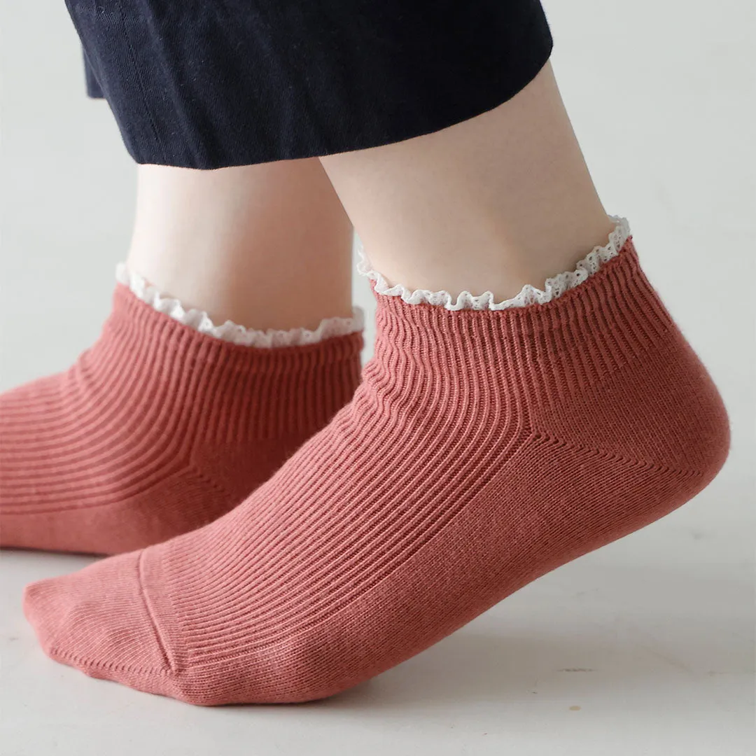 011120134 White Frill Rib Trainer Socks