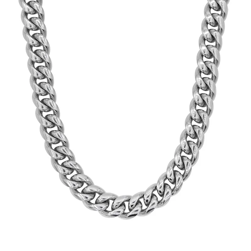 10mm Cuban Chain Necklace - Silver