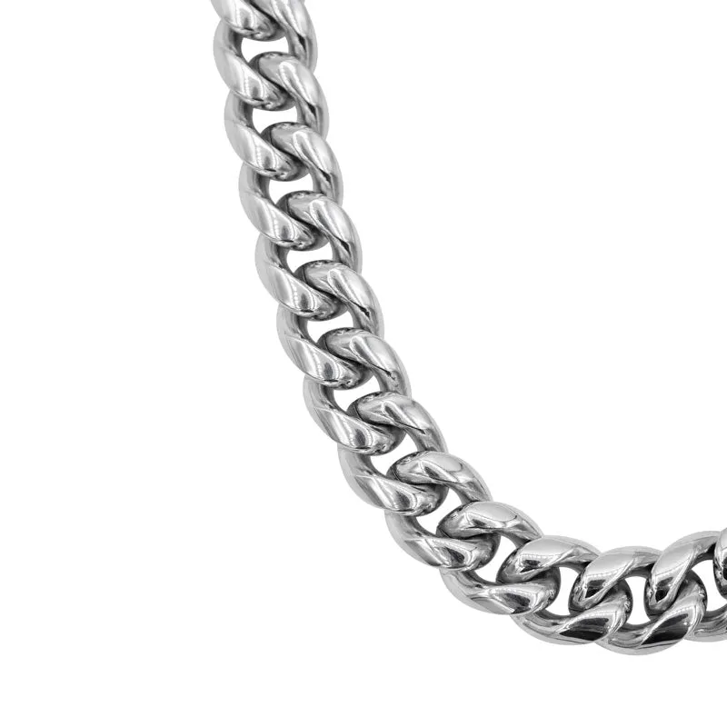 10mm Cuban Chain Necklace - Silver