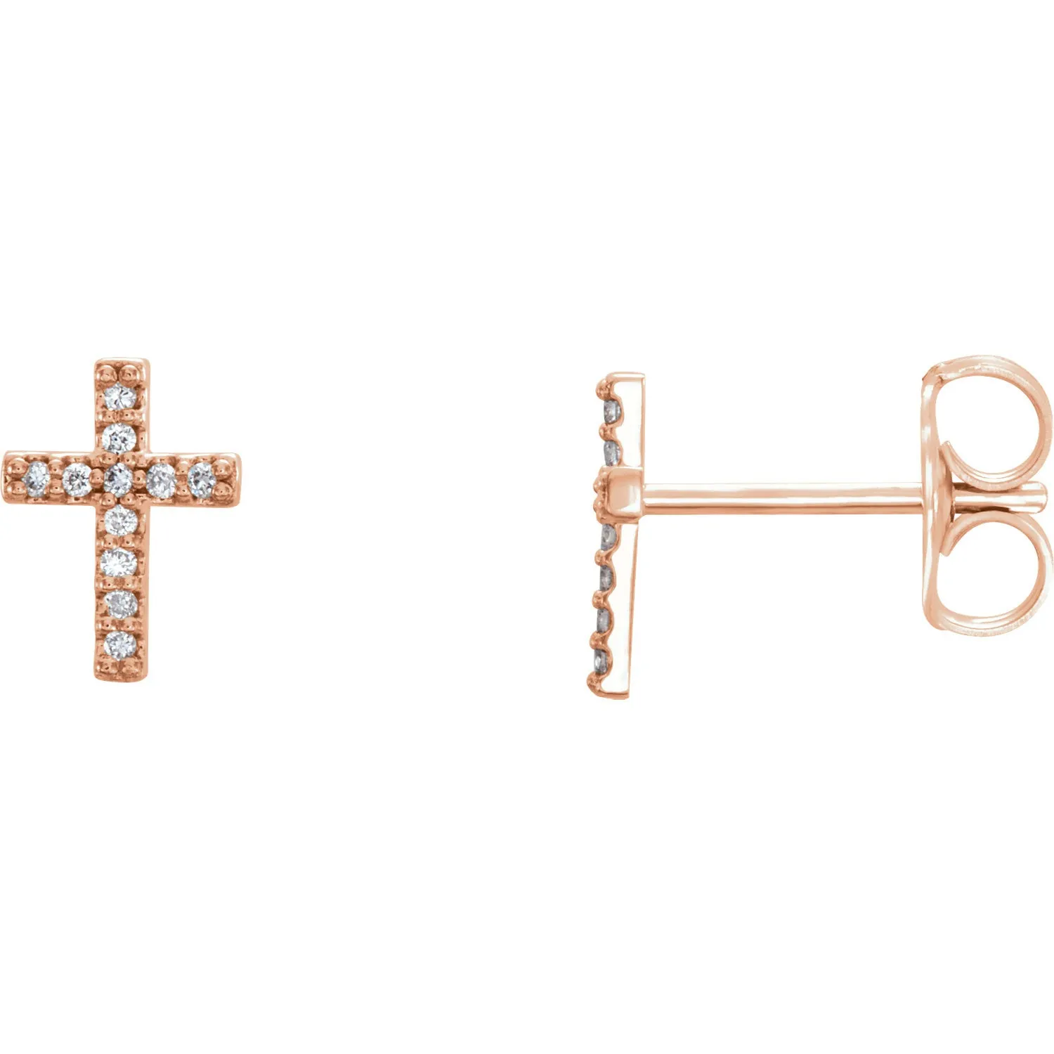 14K Rose .06 CTW Diamond Cross Earrings