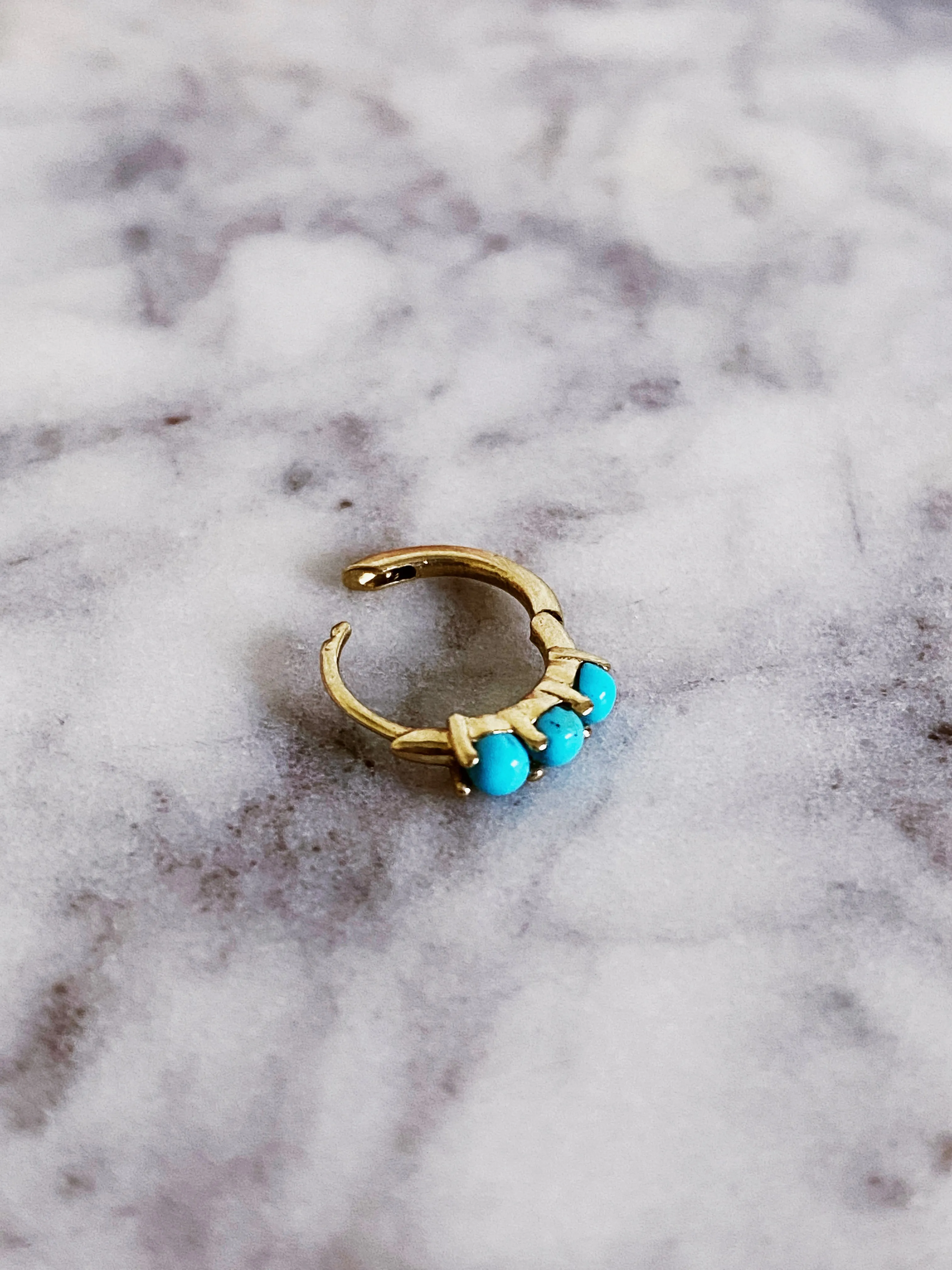 14K Single Turquoise Gia Earring
