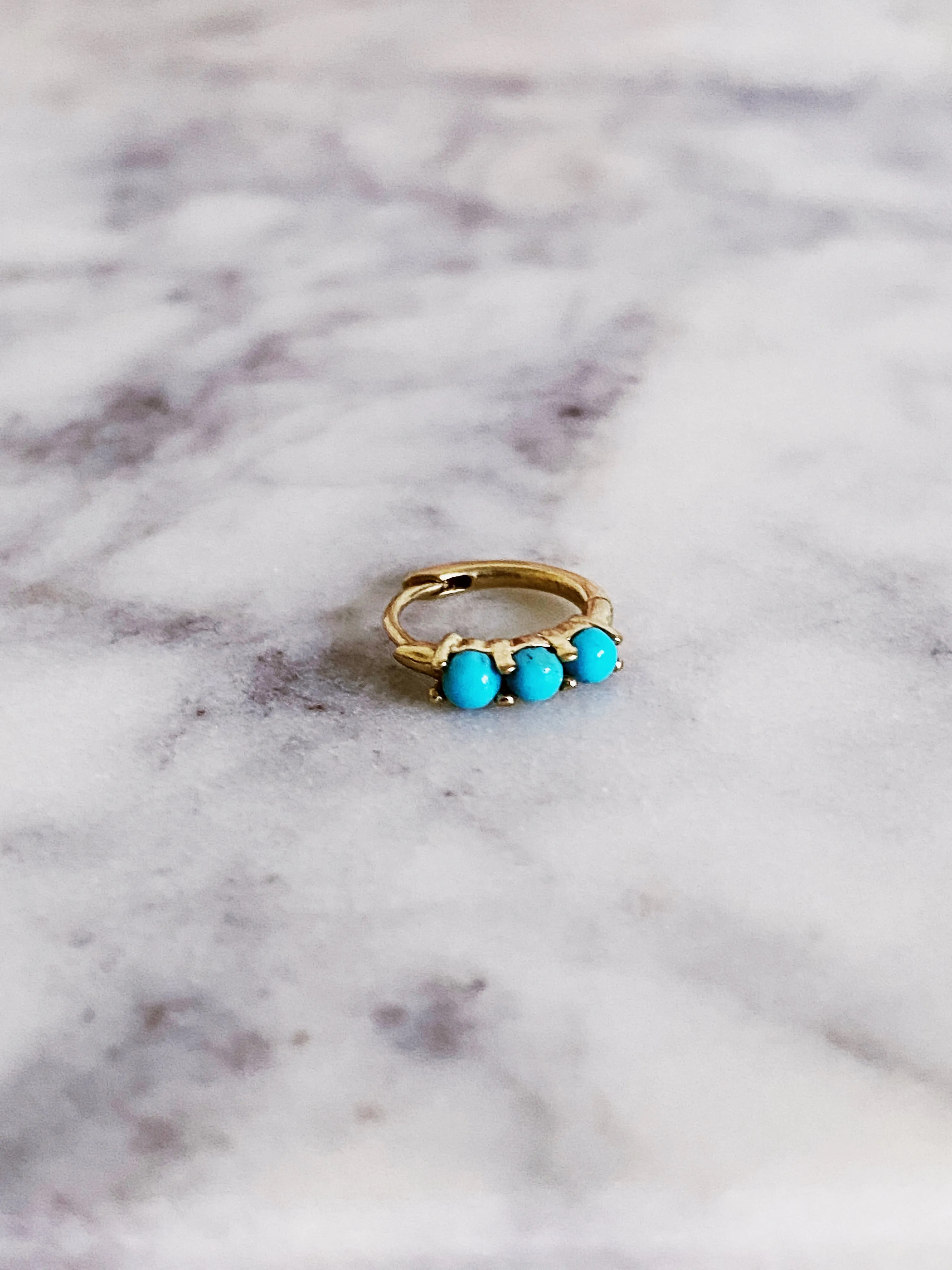 14K Single Turquoise Gia Earring