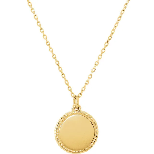 14K White Engravable Round 16-18" Rope Necklace