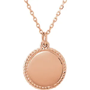 14K White Engravable Round 16-18" Rope Necklace