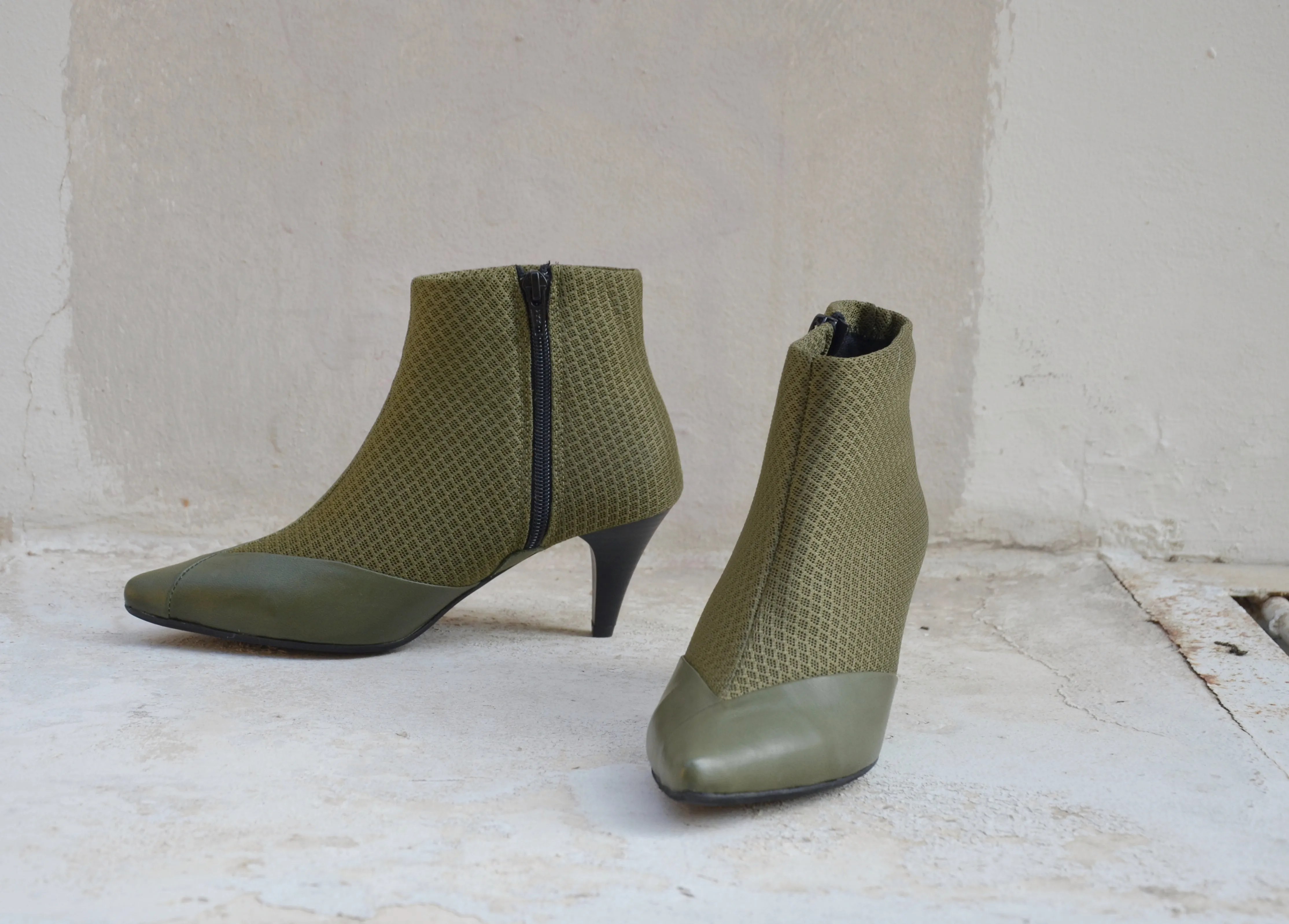#16 OLIVE GREEN 3D MESH BOOTIES