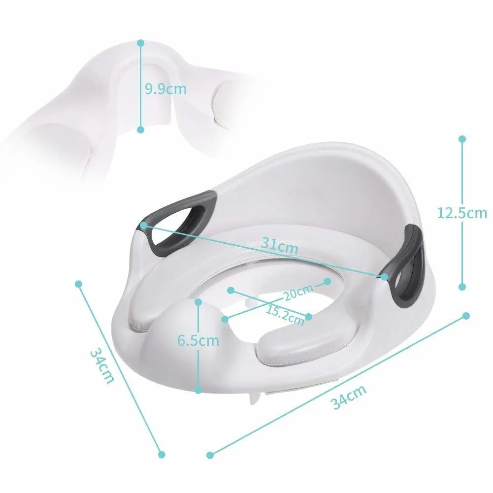 5 Star Super Deals Potty Trainer Toilet Chair Seat For Kids Boys Girls & Toddlers with Cushion Handles - White
