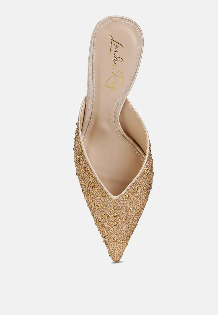 Aldora Rhinestones Embellished Satin Mules By Ruw