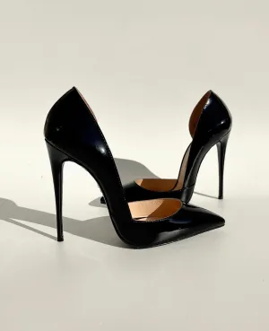 Amor Black Open Side Heels