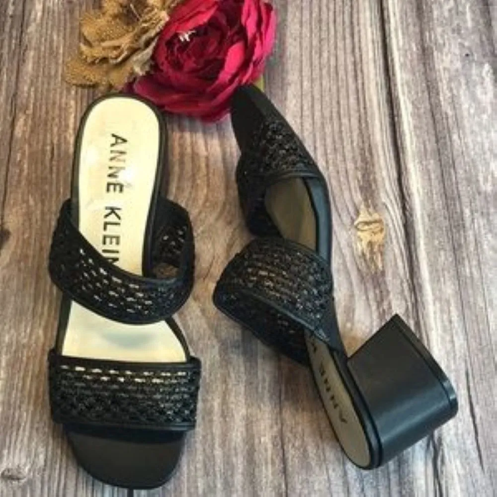 ANNE KLEIN Brooke Black Sandals 8.5
