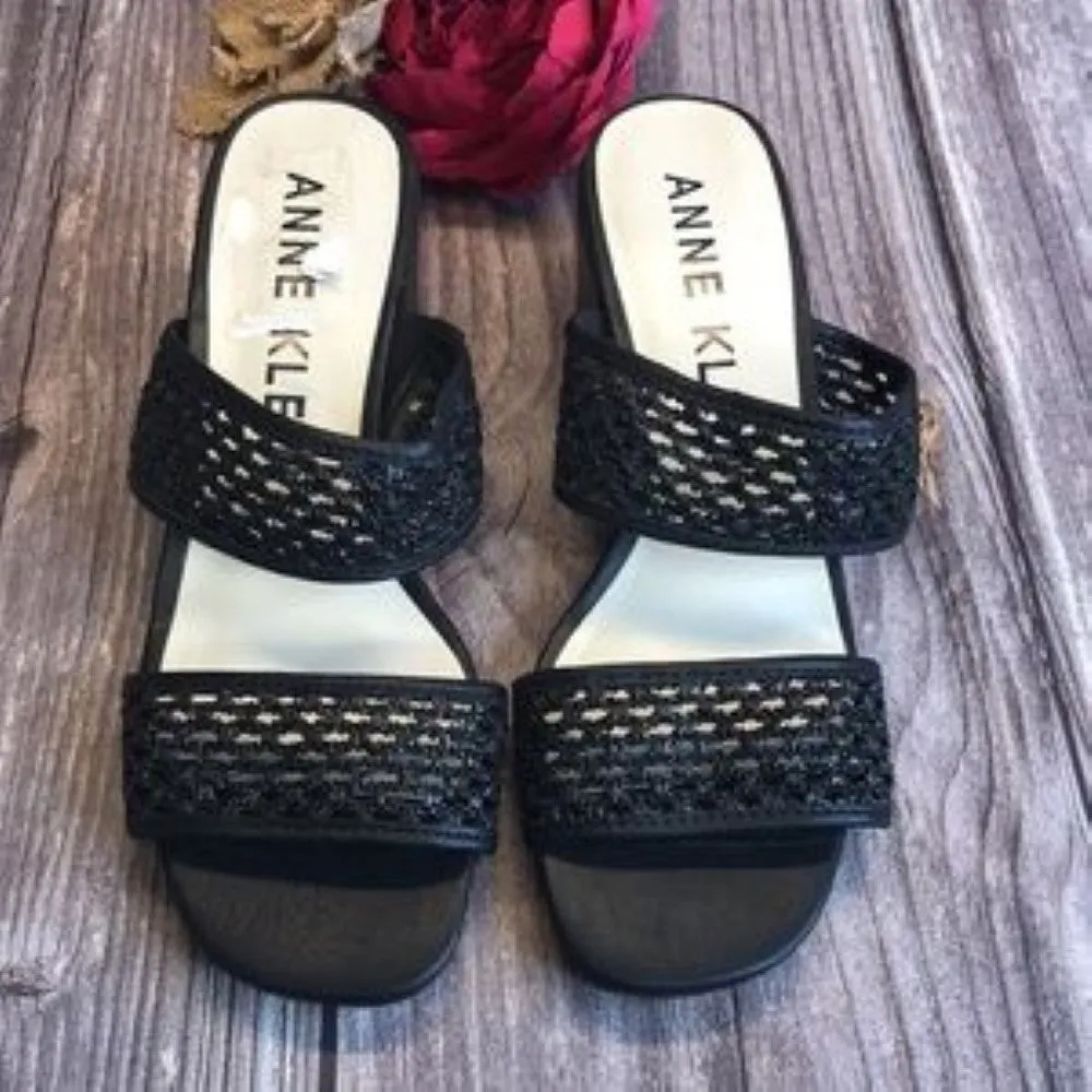 ANNE KLEIN Brooke Black Sandals 8.5