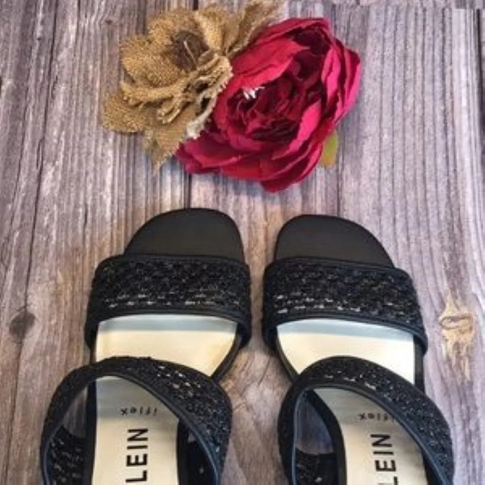 ANNE KLEIN Brooke Black Sandals 8.5