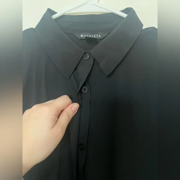 Athleta Urbanite black dress midi button down