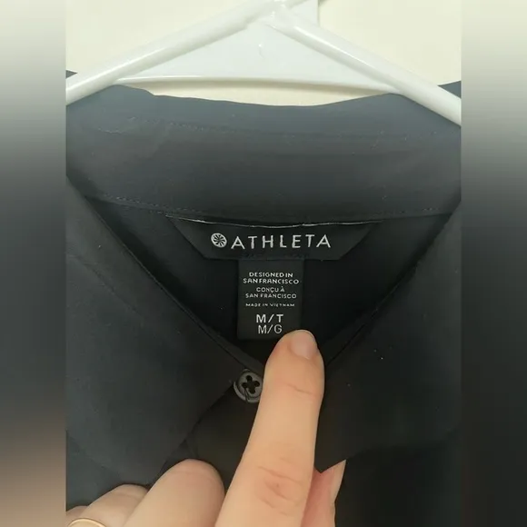 Athleta Urbanite black dress midi button down