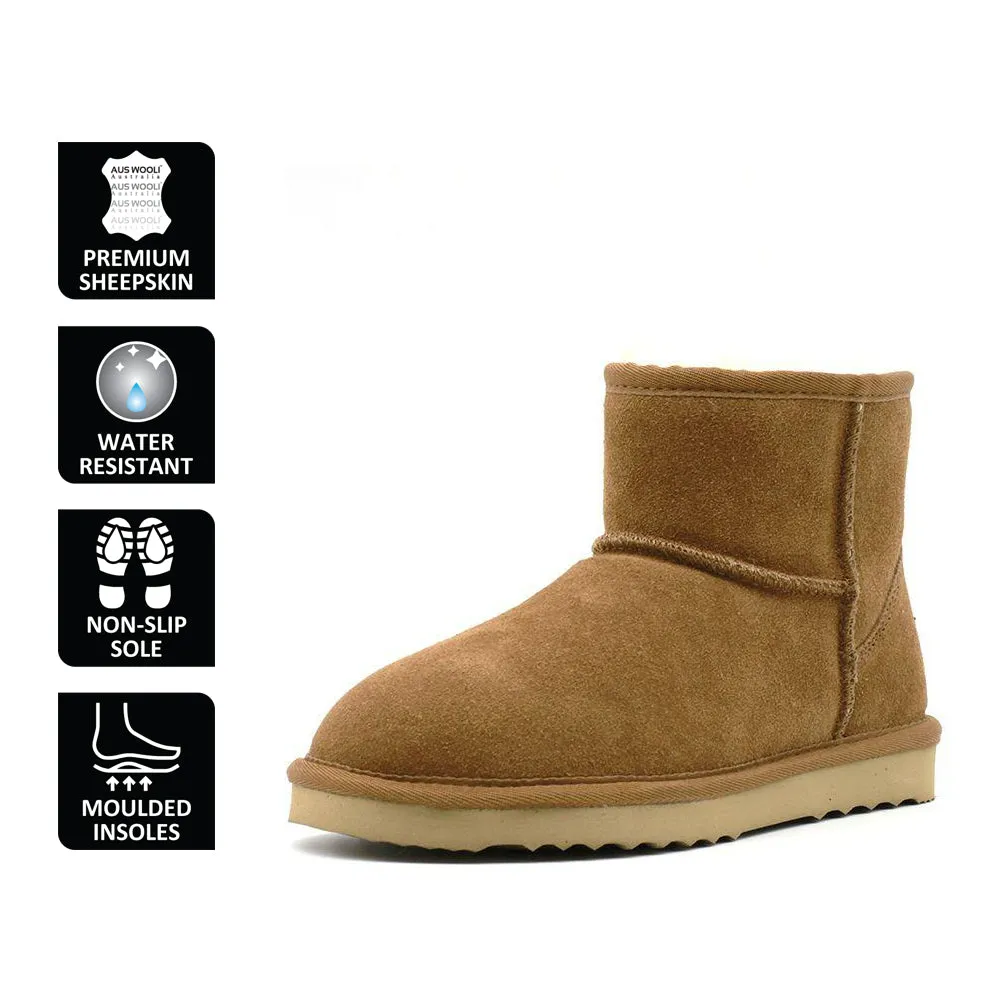 AUS WOOLI UGG SHORT SHEEPSKIN ANKLE BOOT - Chestnut/Tan