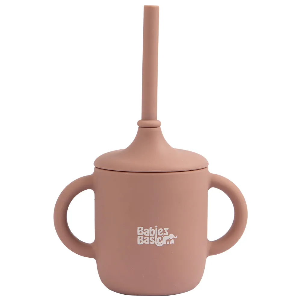 Babies Basic Stage 2 Silicone Trainer Cup with handles for Kids, Pink