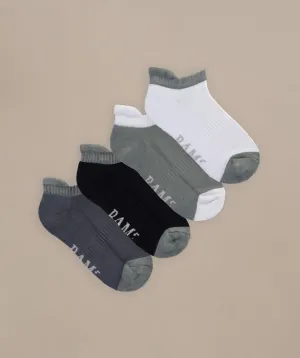 Bamboo Trainer Socks (4 Pack) Greys by BAM