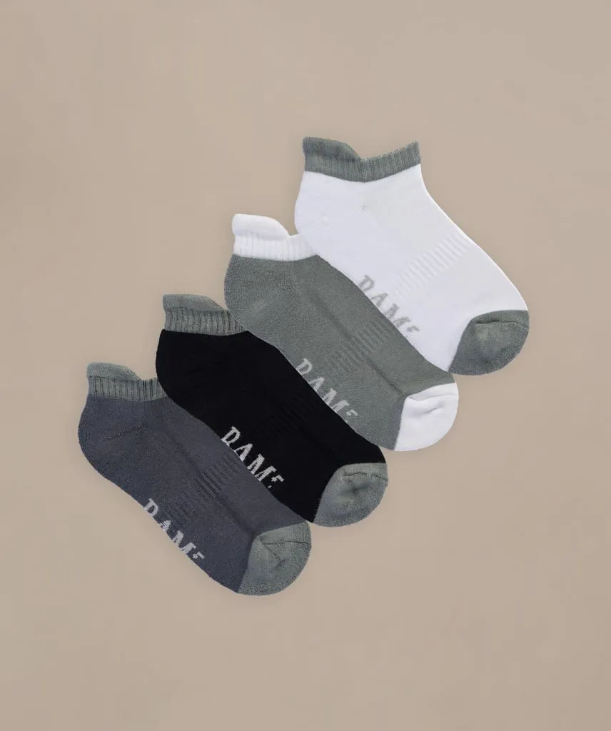 Bamboo Trainer Socks (4 Pack) Greys by BAM