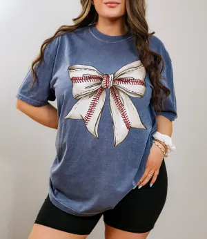 Baseball Coquette Bow Comfort Colors Tee  // FINAL SALE