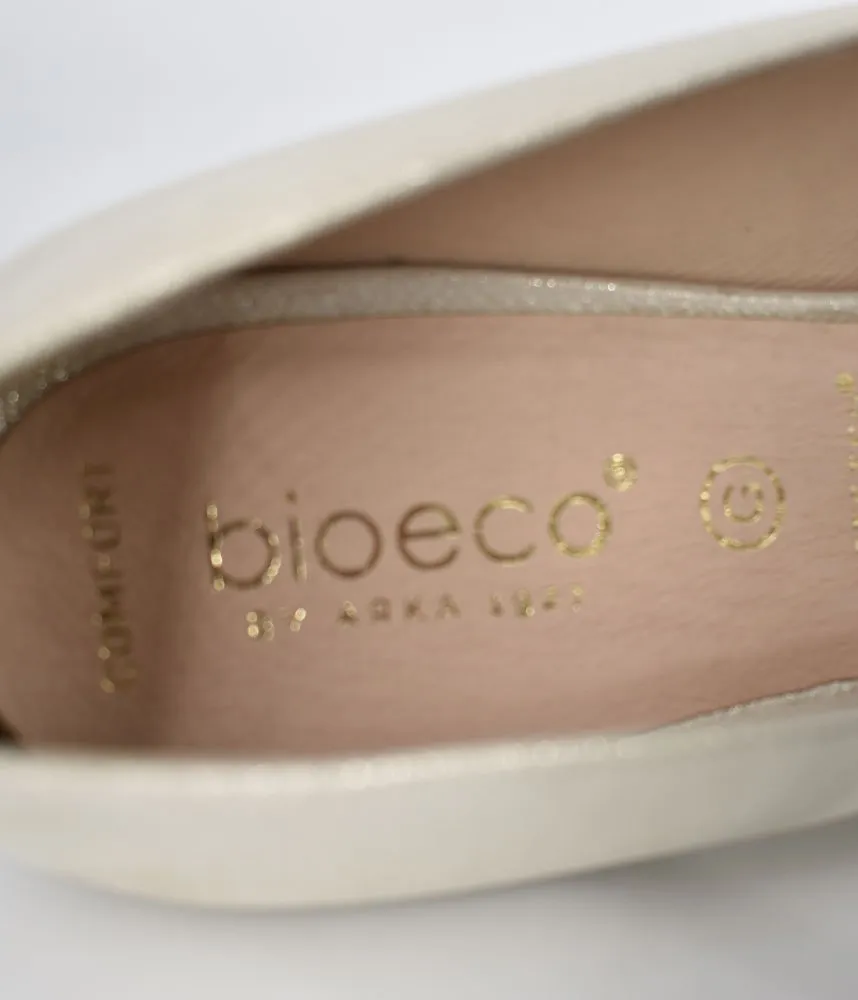 Bioeco Gold Shimmer Leather Stiletto Heels