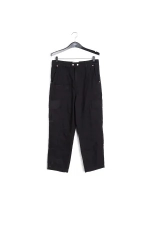 Black straight-leg cargo jeans