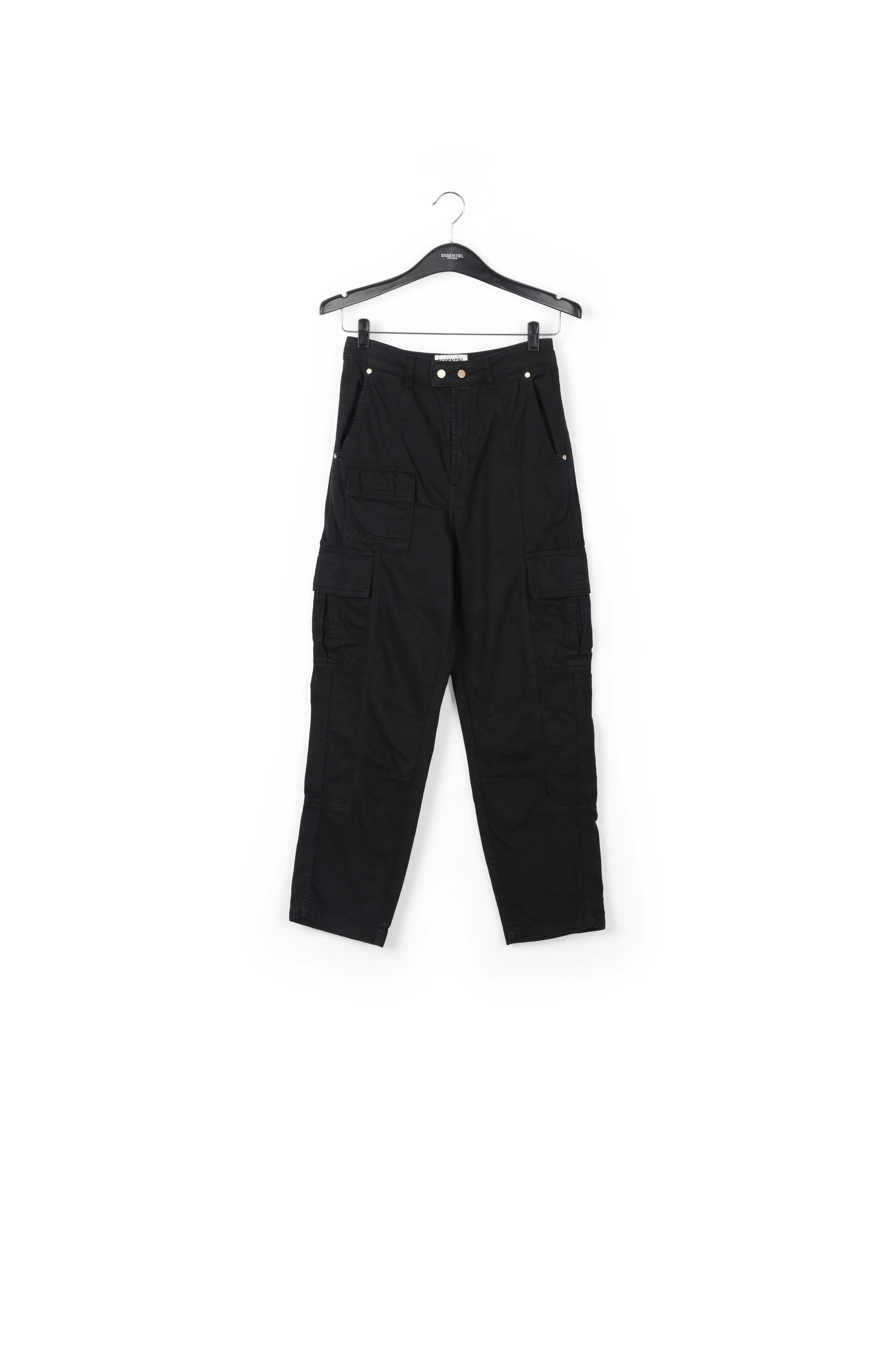 Black straight-leg cargo jeans