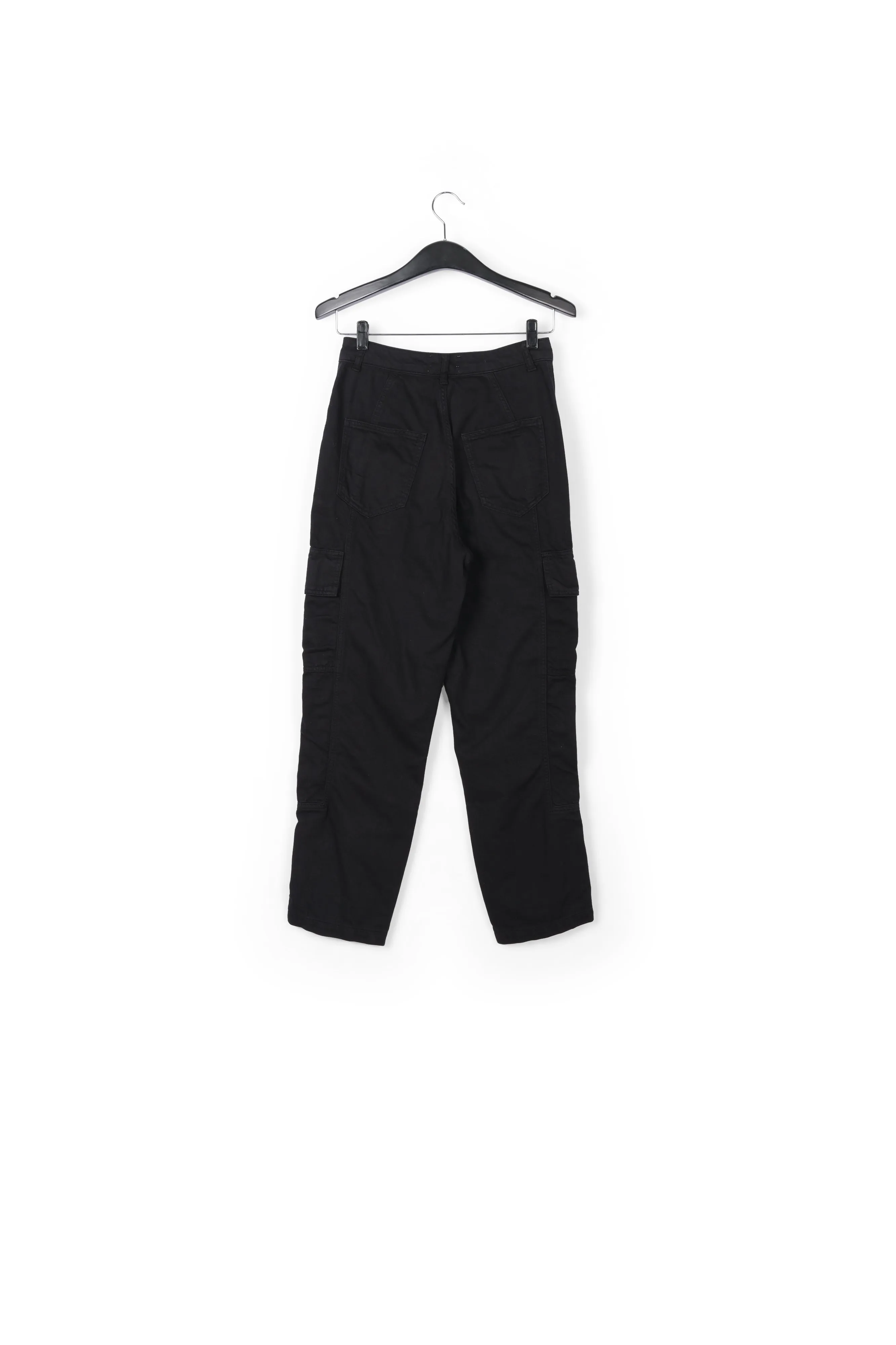 Black straight-leg cargo jeans