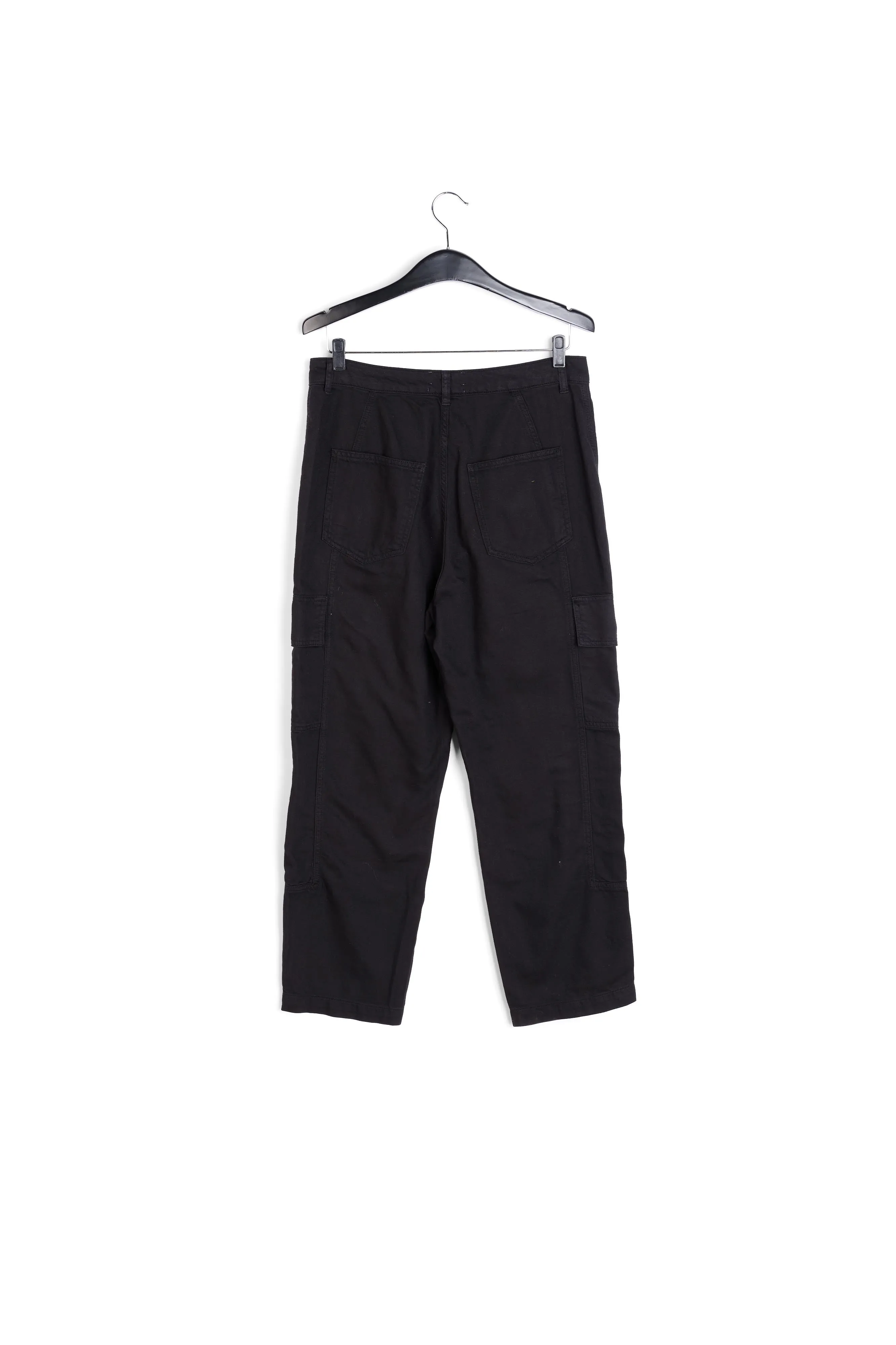 Black straight-leg cargo jeans