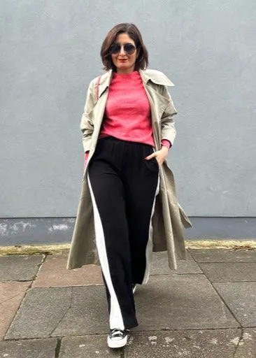 Black/White Stripe Wide Leg Trousers