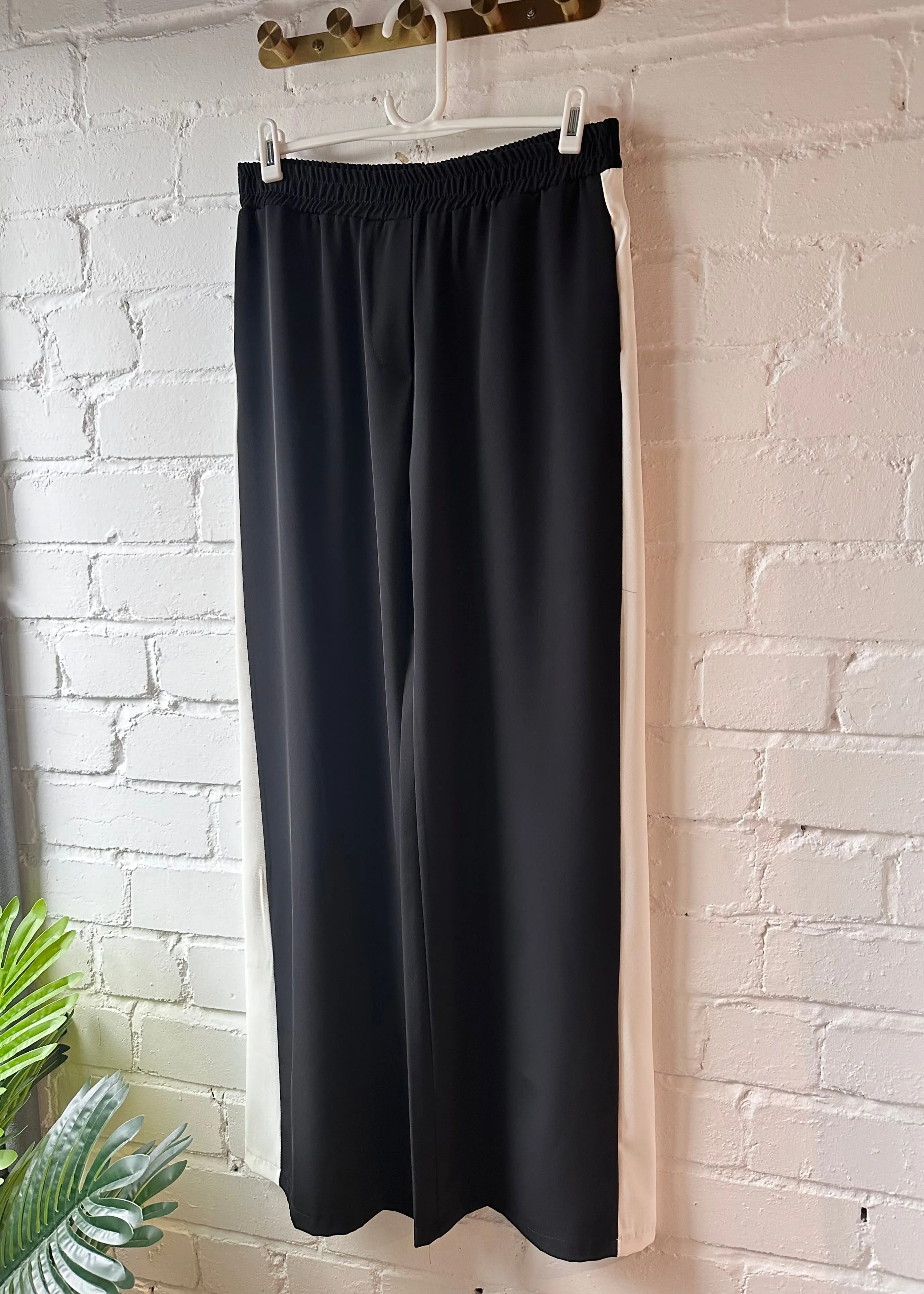 Black/White Stripe Wide Leg Trousers