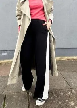 Black/White Stripe Wide Leg Trousers