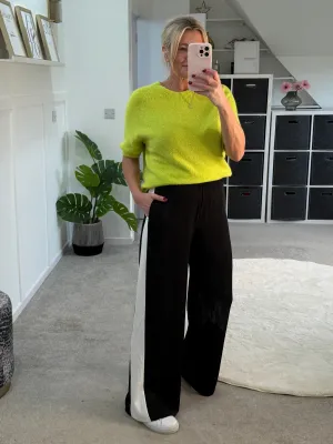 Black/White Stripe Wide Leg Trousers