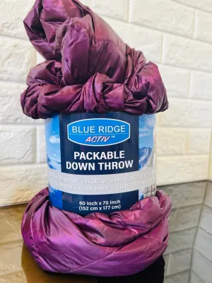Blue Ridge Activ Packable Down Throw, 60" x 60" - Amethyst - Ultra Lightweight, Ultra Warm, Filled with Premium Quality Down, Stuff Sack Included
