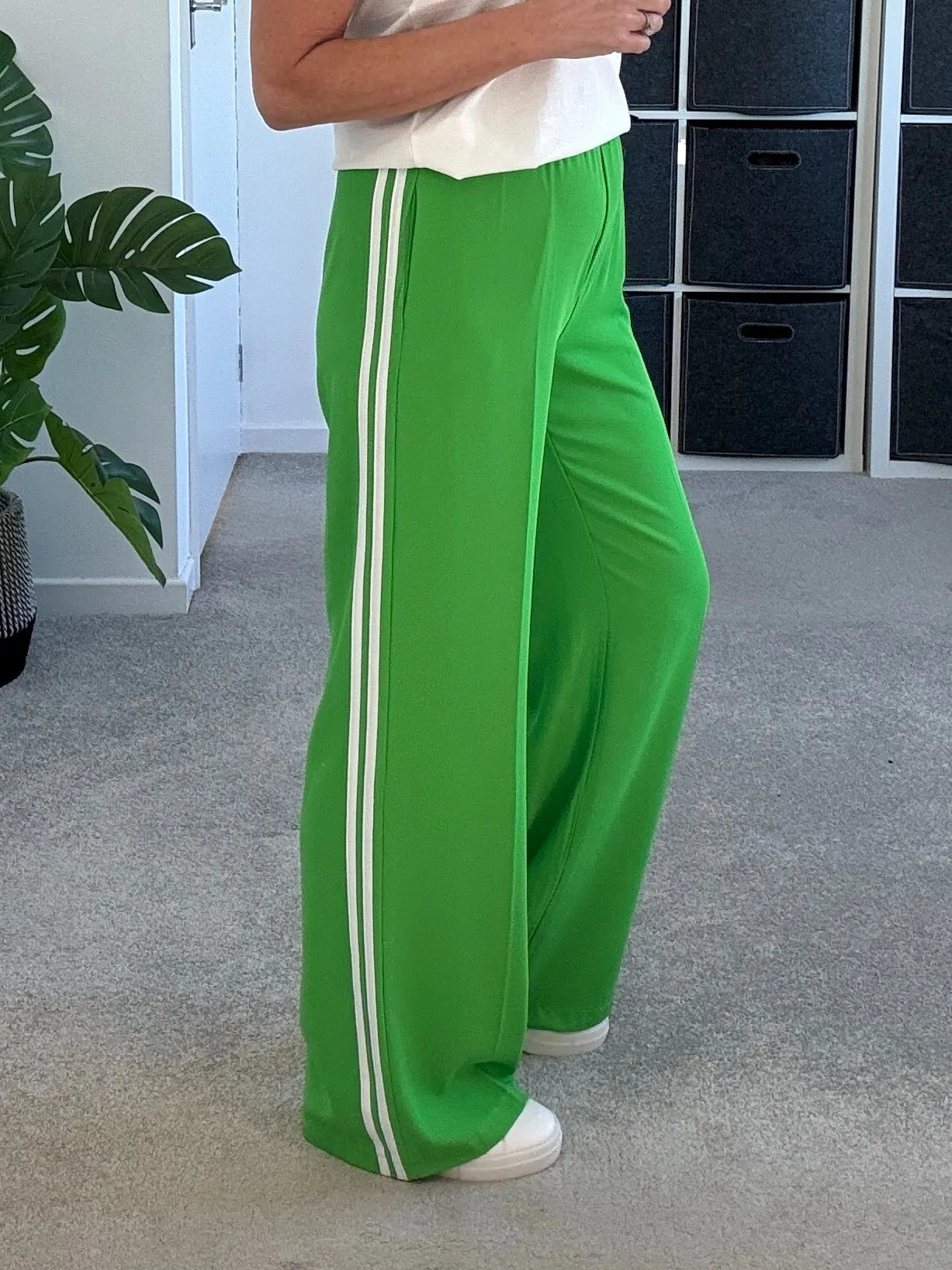Bon Bon/White Stripe Wide Leg Trousers
