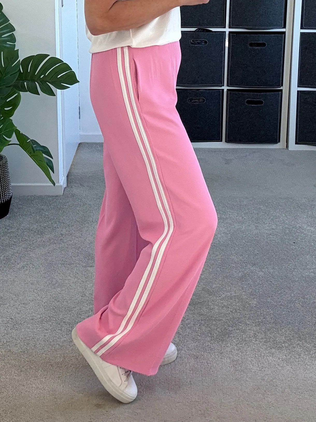 Bon Bon/White Stripe Wide Leg Trousers