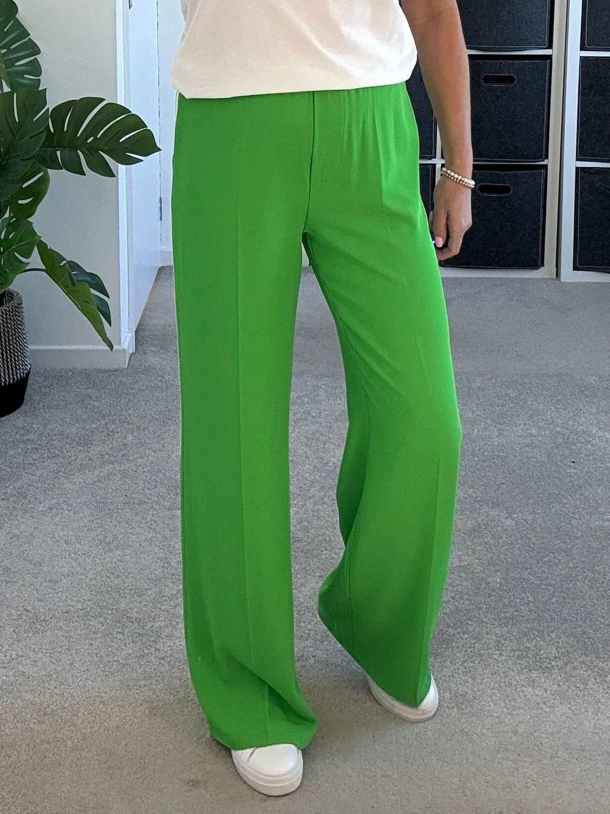 Bon Bon/White Stripe Wide Leg Trousers