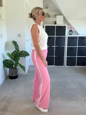 Bon Bon/White Stripe Wide Leg Trousers