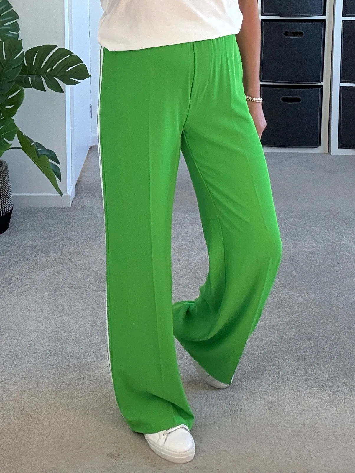 Bon Bon/White Stripe Wide Leg Trousers