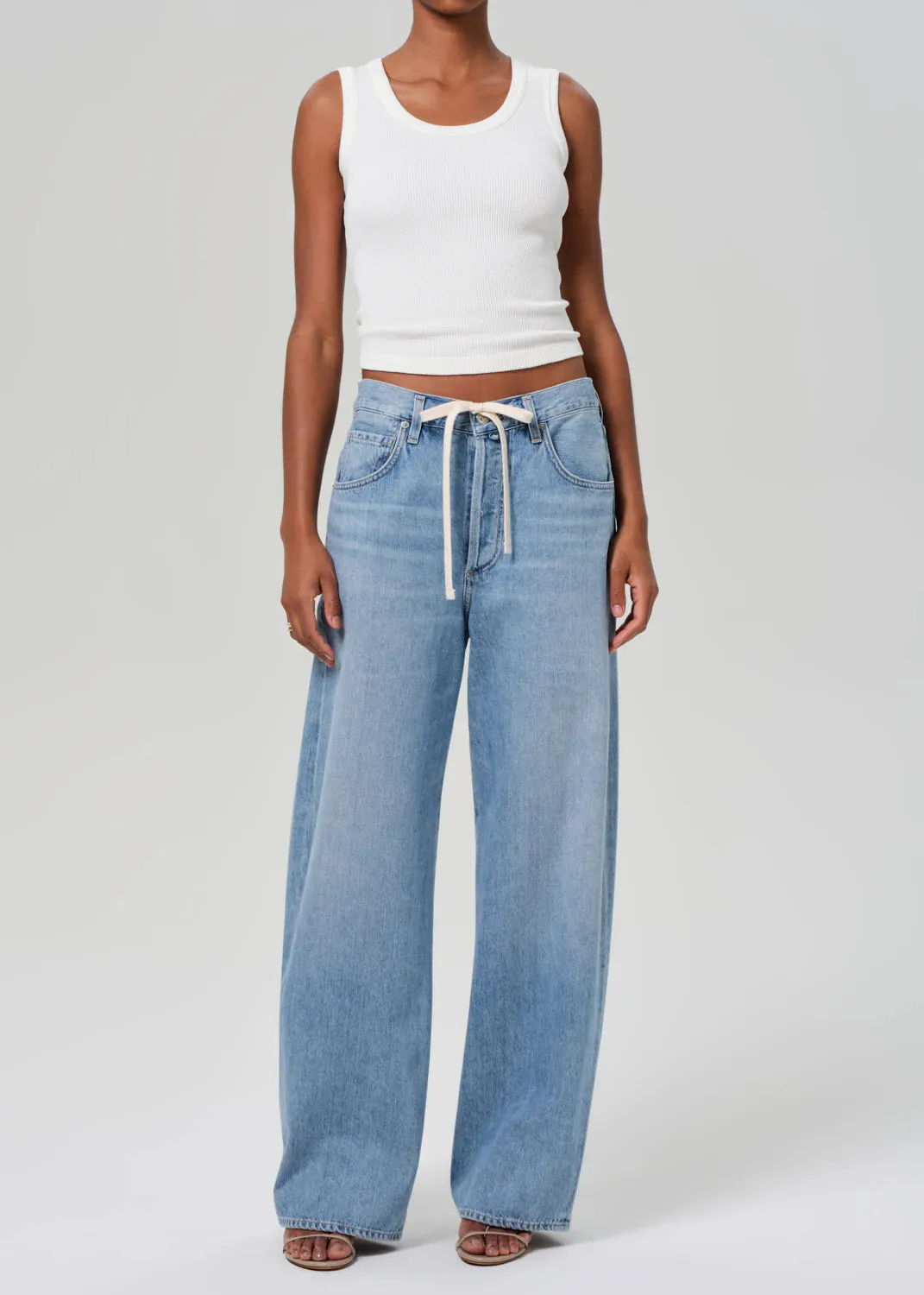 Brynn Drawstring Trouser in Blue Lace