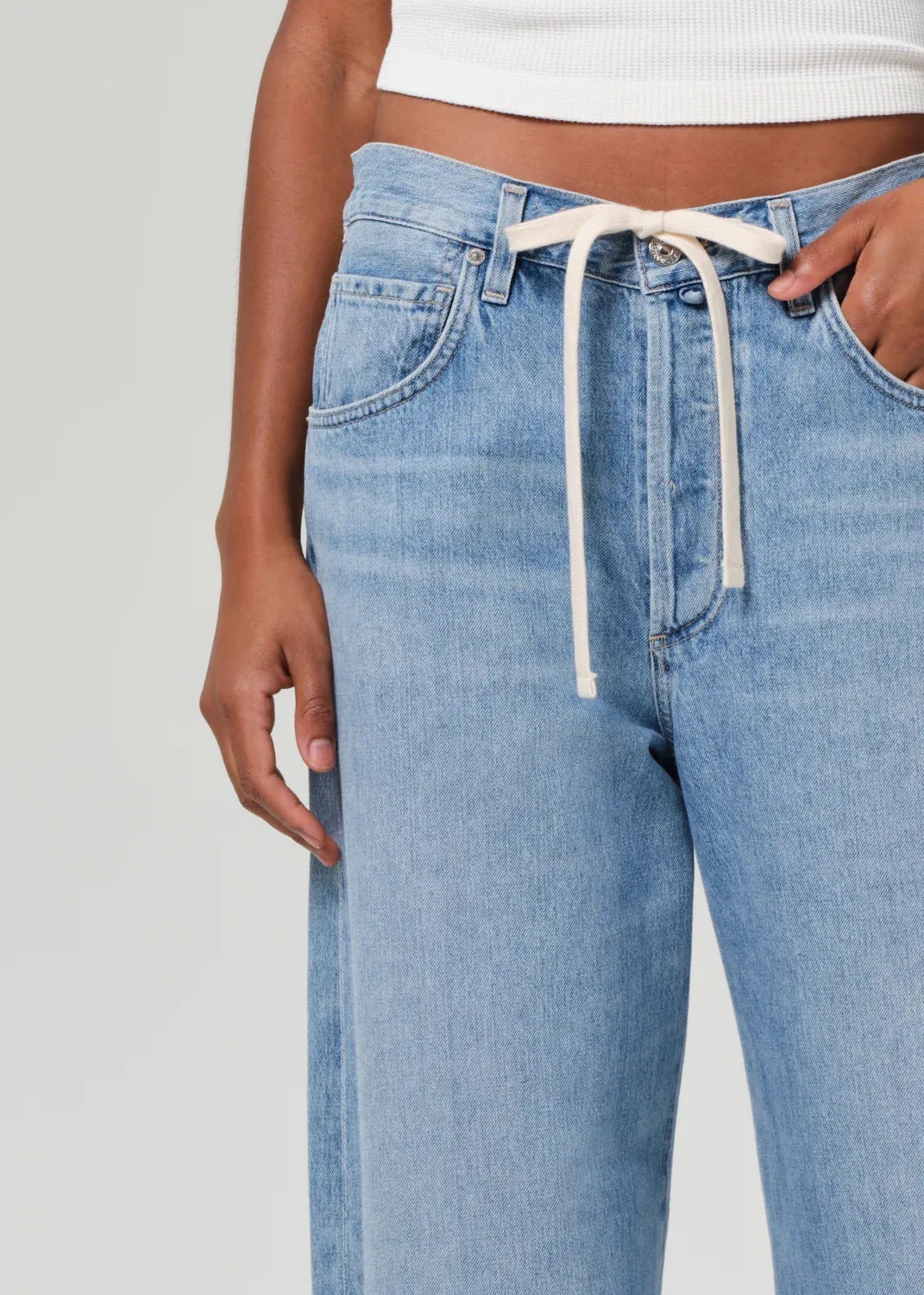 Brynn Drawstring Trouser in Blue Lace