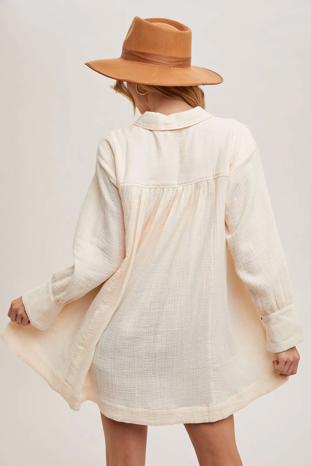 BUTTON DOWN SHIRT TUNIC DRESS