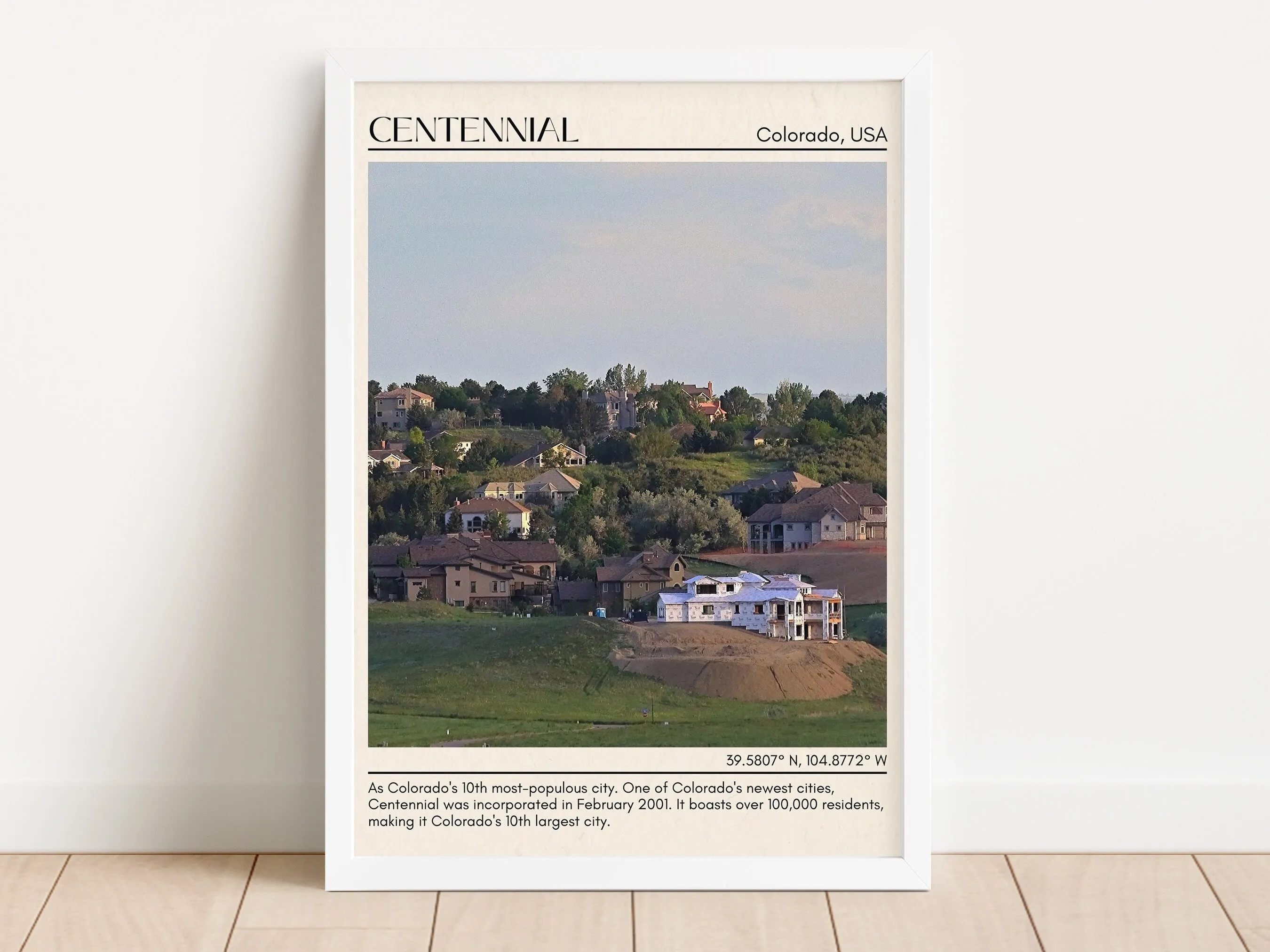 Centennial Minimal Wall Art, Colorado, USA