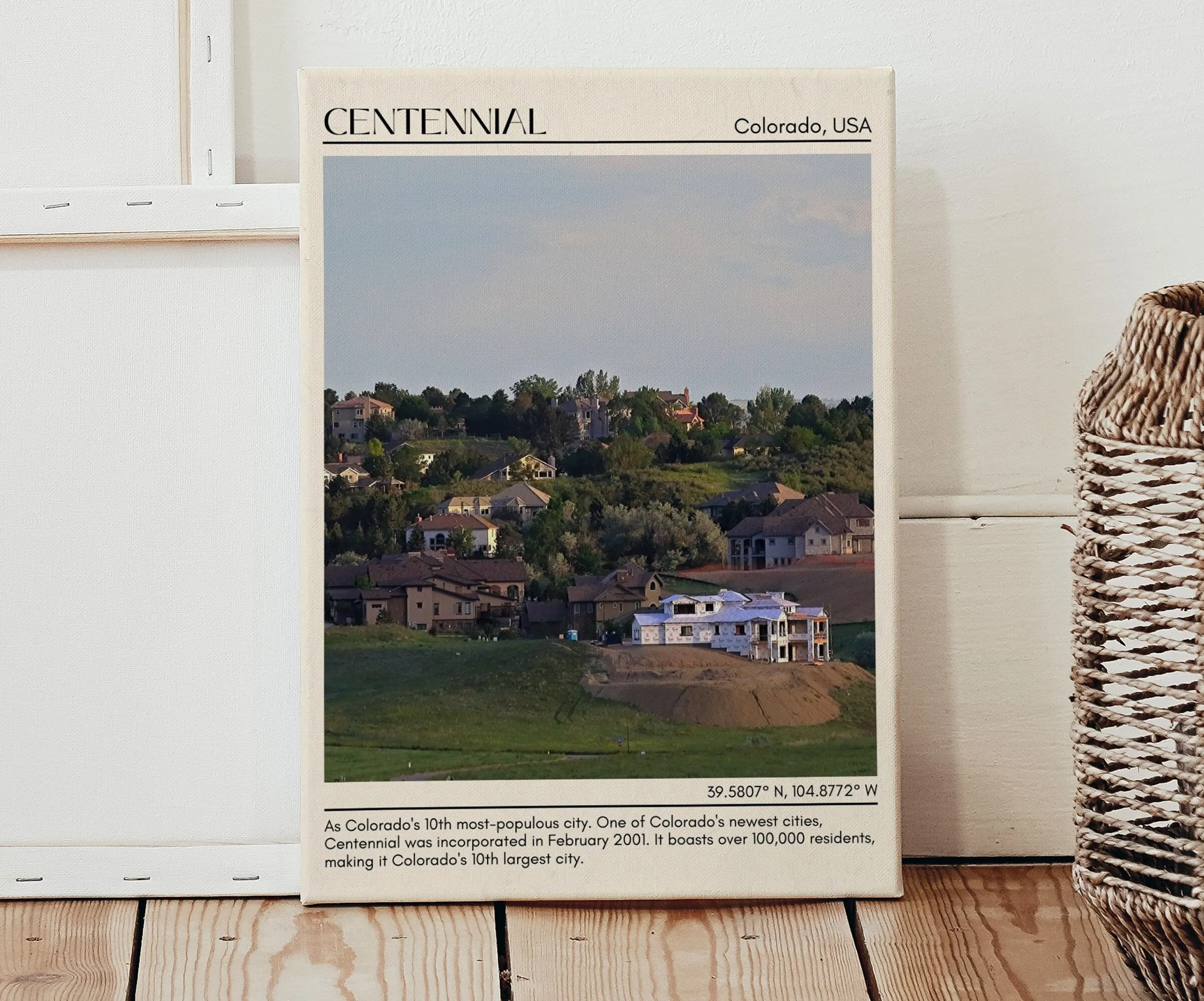 Centennial Minimal Wall Art, Colorado, USA